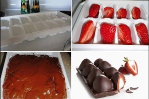 Délices glacés aux fraises enrobées de chocolat noir2
