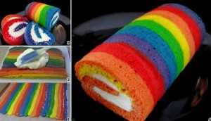 Gâteau roulé façon rainbow cake2