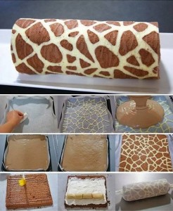 Gâteau roulé motif girafe2