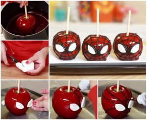 Pommes d'amour en Spider Man